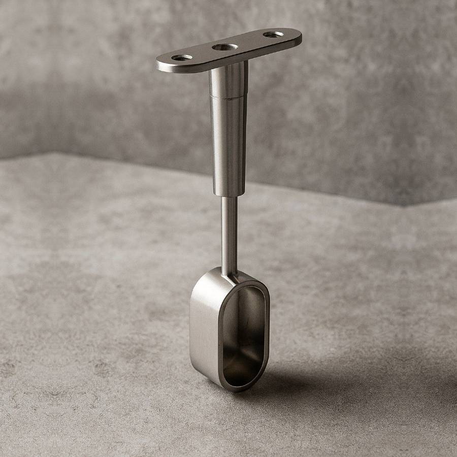 фото Держатель овальной трубы регулируемый торцевой, хром, гальваника