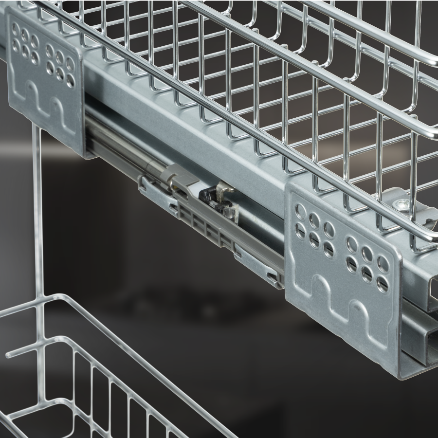 фото Выдвижная корзина двухуровневая в нижнюю базу 150 мм с доводчиком