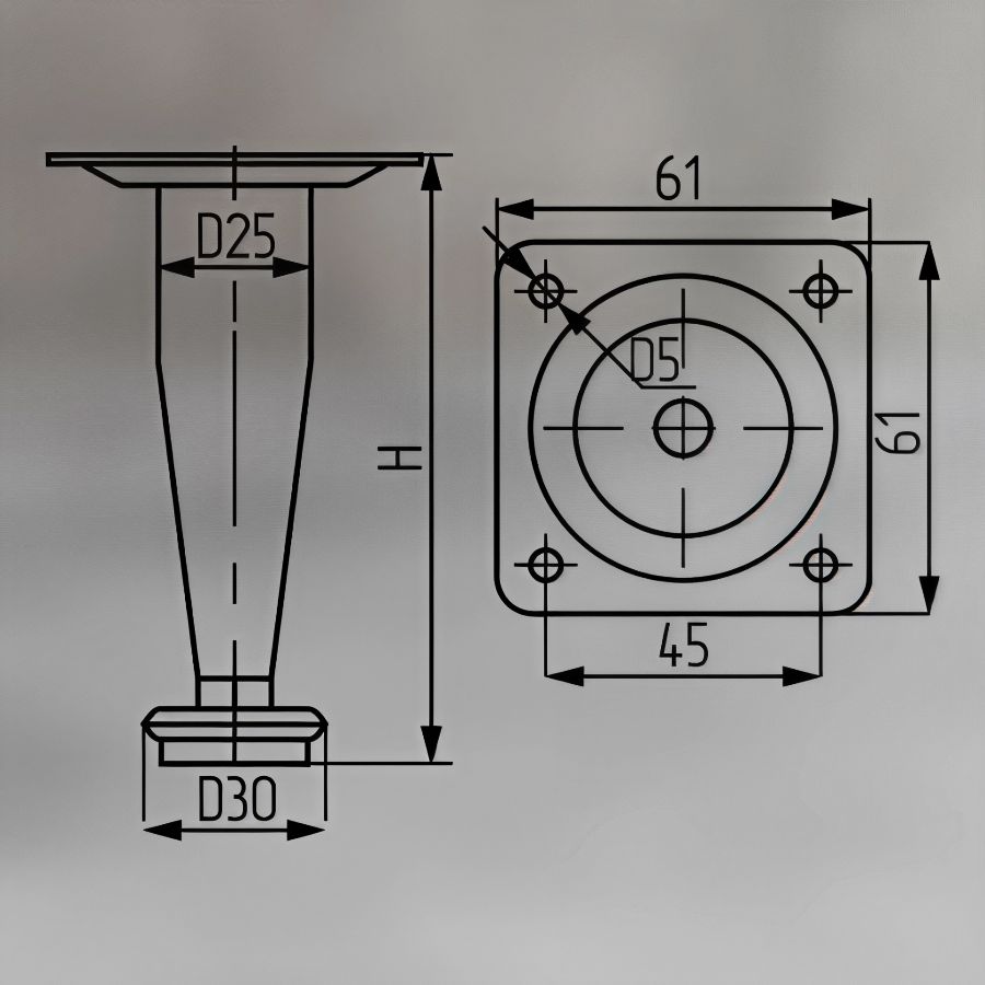 фото Опора 19174,100 d25х100мм. конус,хром