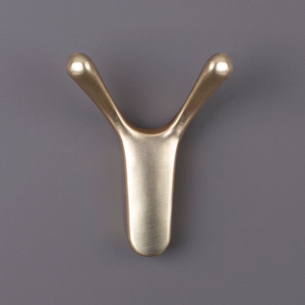 фото Крючок ГЕРМЕС двухрожковый, золото браш