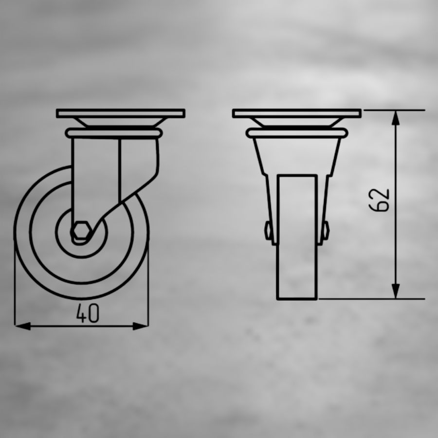 фото Колесная опора усиленная с поворотной площадкой d 40 мм