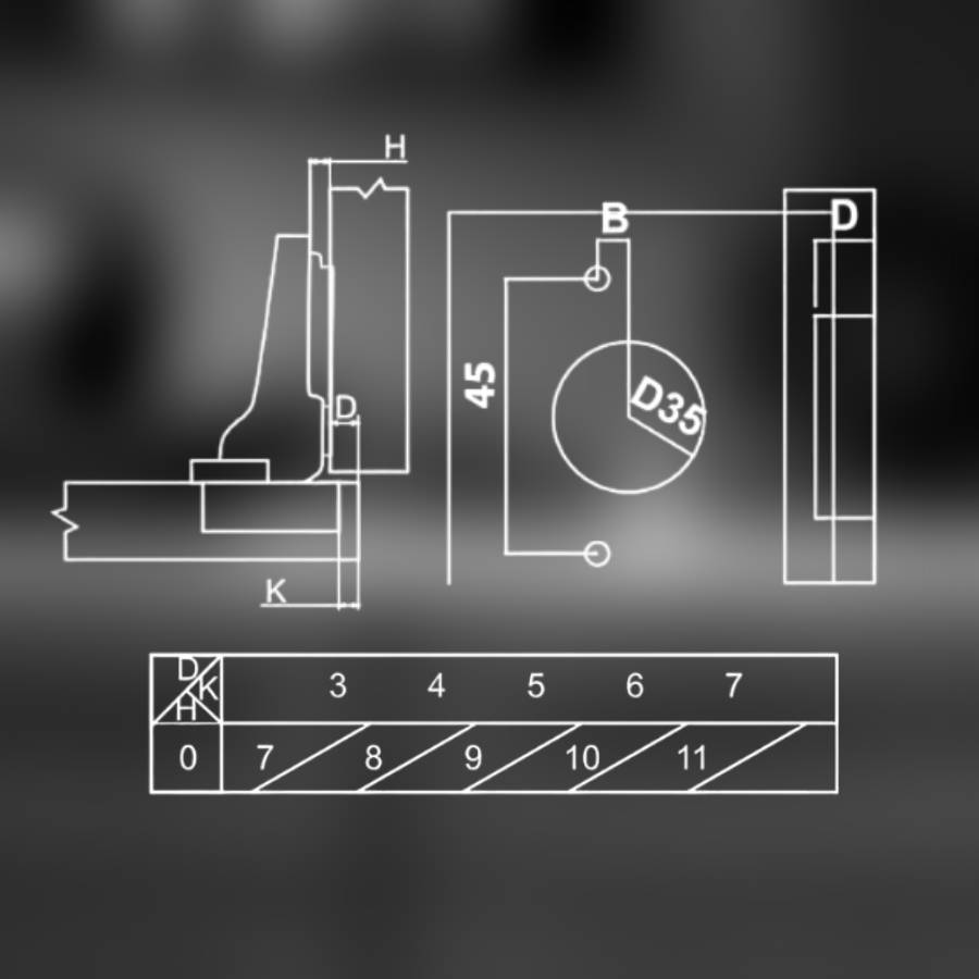 фото Петля полунакладная MF Прима Топ (Prima Top), с трехмерной регулировкой, 45 мм, быстросъемная, с доводчиком