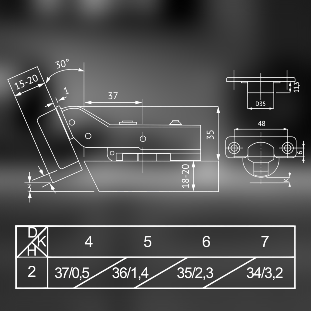 фото Петля угловая 30° MF, Slide-on