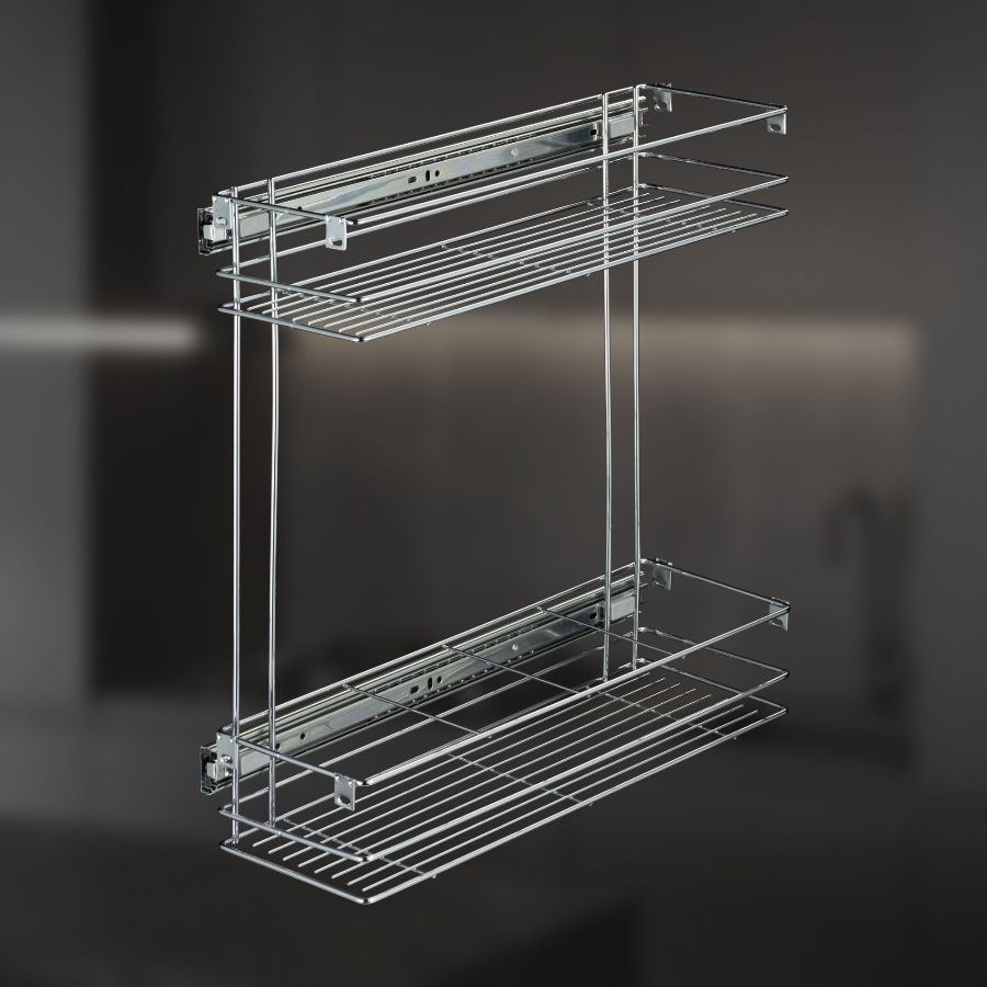 фото Выдвижная корзина двухуровневая в нижнюю базу 200 мм с направляющими