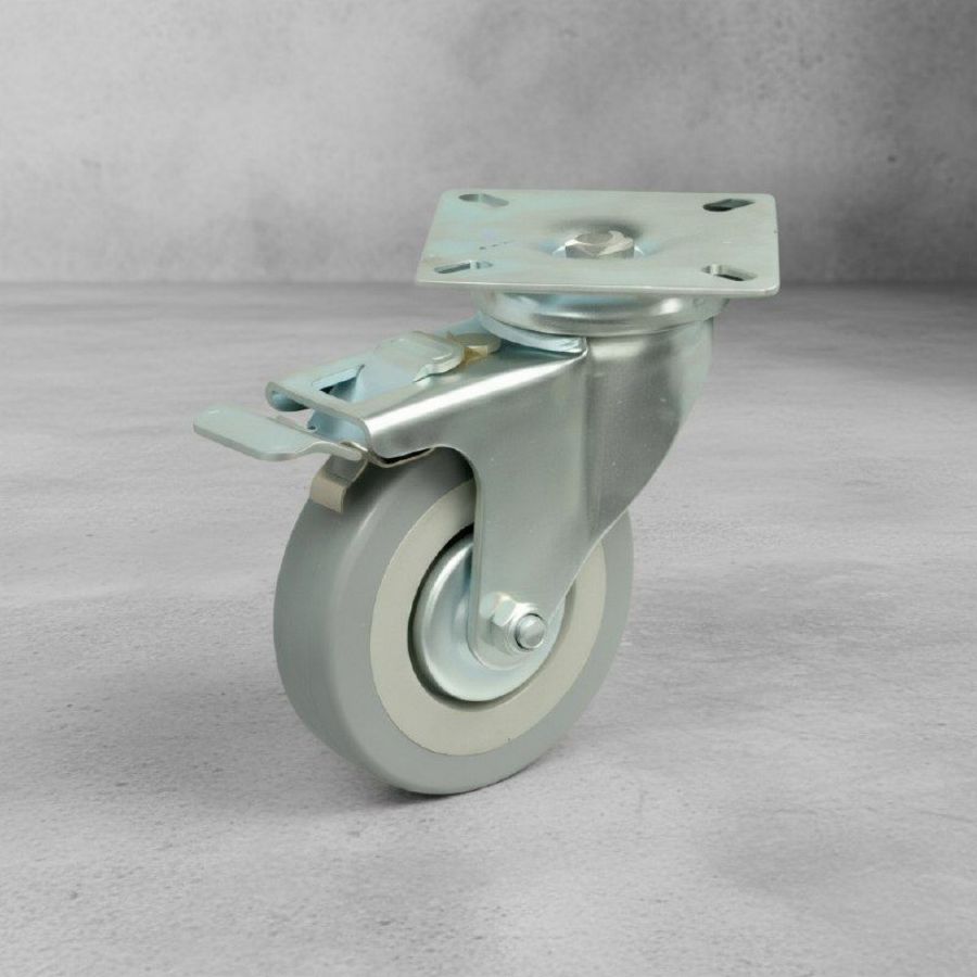 фото Колесная опора резиновая с площадкой d 50 мм с тормозом