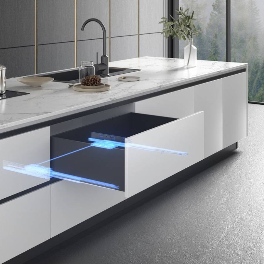 фото Комплект направляющих с системой push-to-open, с доводчиком 450 мм и стабилизатором