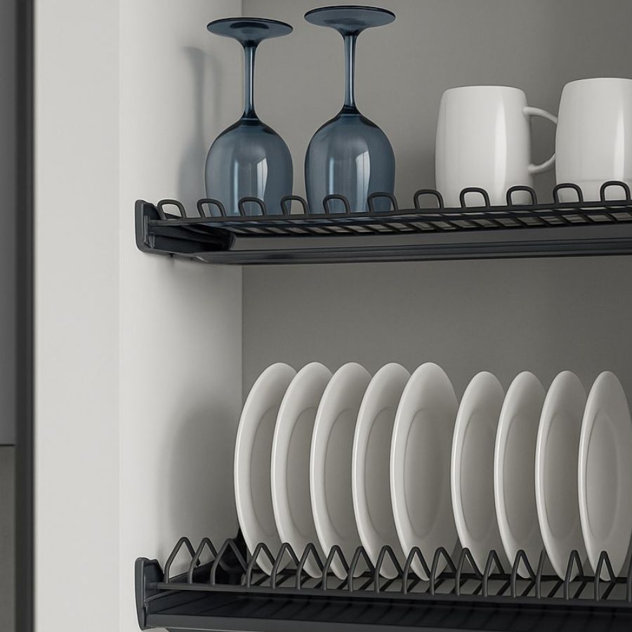 фото Посудосушитель VESPLINE в цвете "серый графит" в шкаф 600 мм