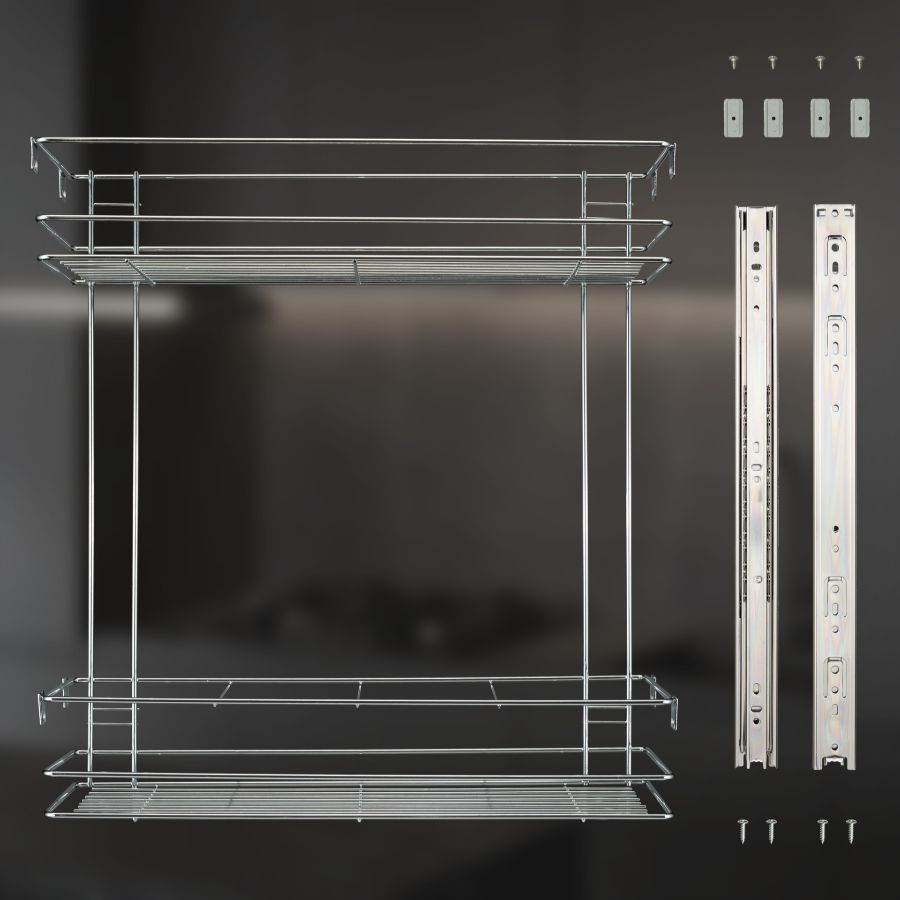 фото Выдвижная корзина двухуровневая в нижнюю базу 200 мм с направляющими