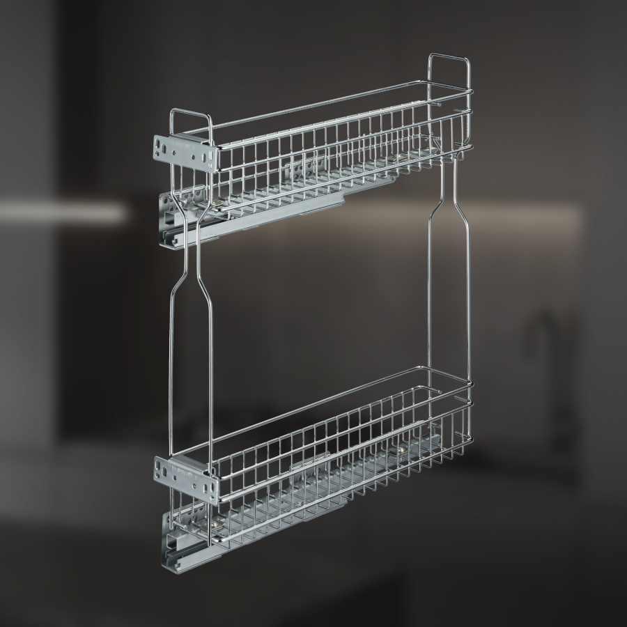 фото Выдвижная корзина двухуровневая в нижнюю базу 150 мм с доводчиком