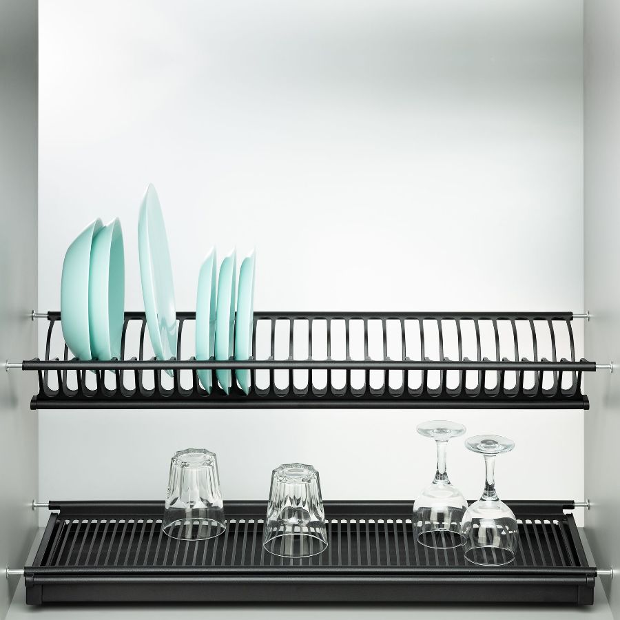 фото Посудосушитель черный из нержавеющей стали в шкаф 800 мм