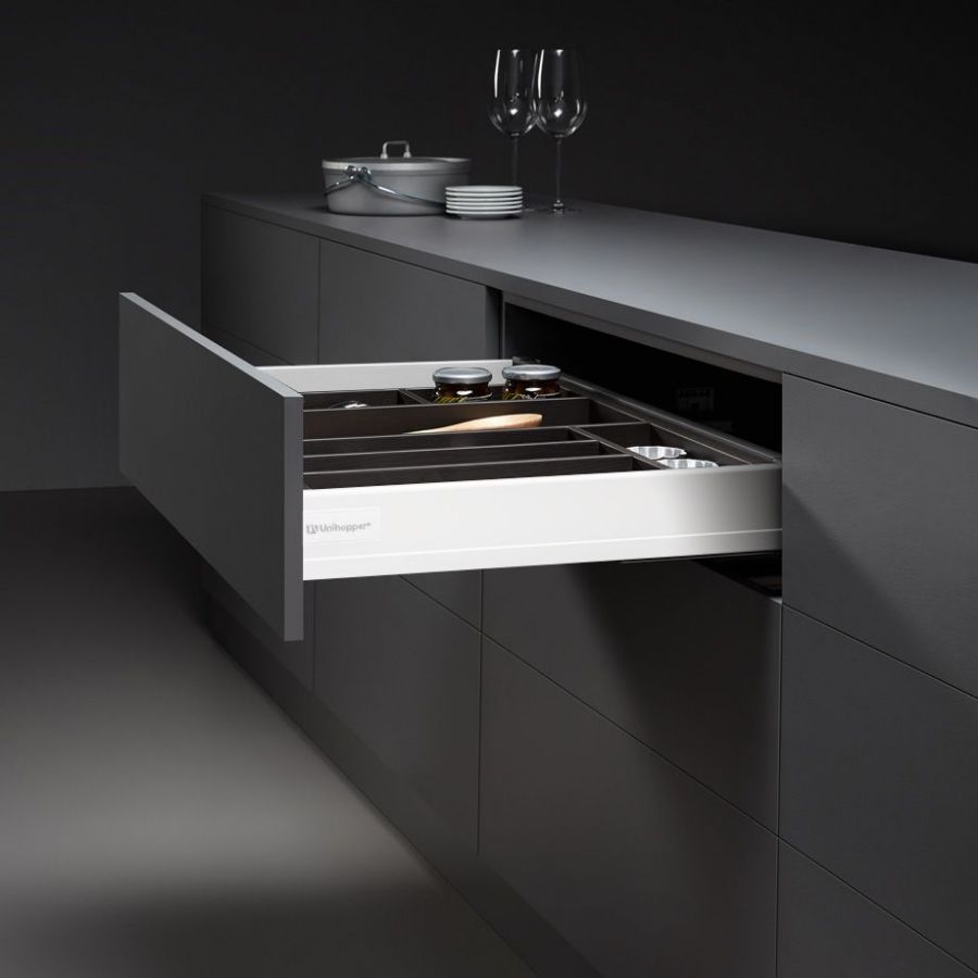 фото Комплект выдвижного ящика Unihopper Mental box - 2, H80*500мм, белый, с соединением задней стенки