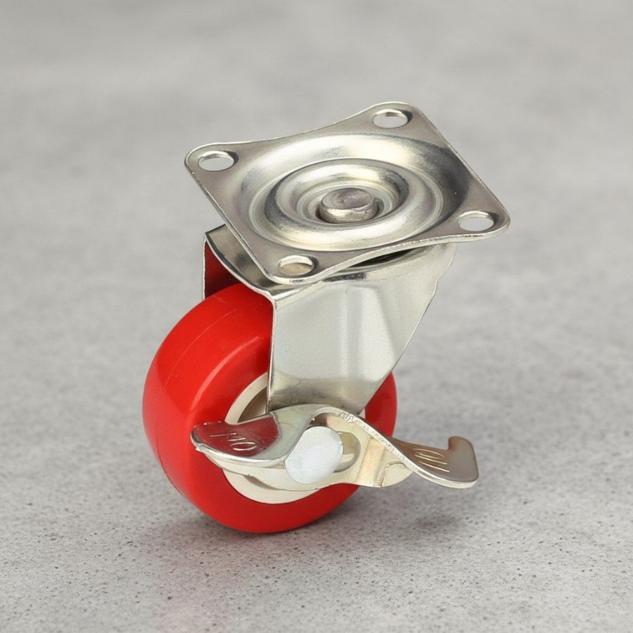 фото Колесная опора с поворотной площадкой d 38 мм с тормозом