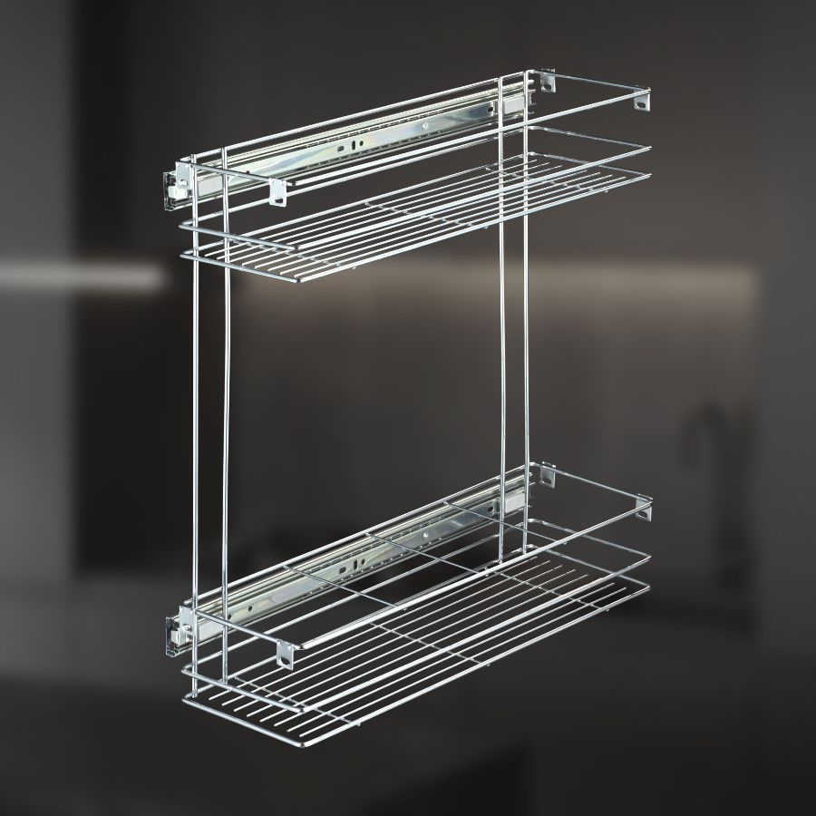 фото Выдвижная корзина двухуровневая в нижнюю базу 200 мм с доводчиком