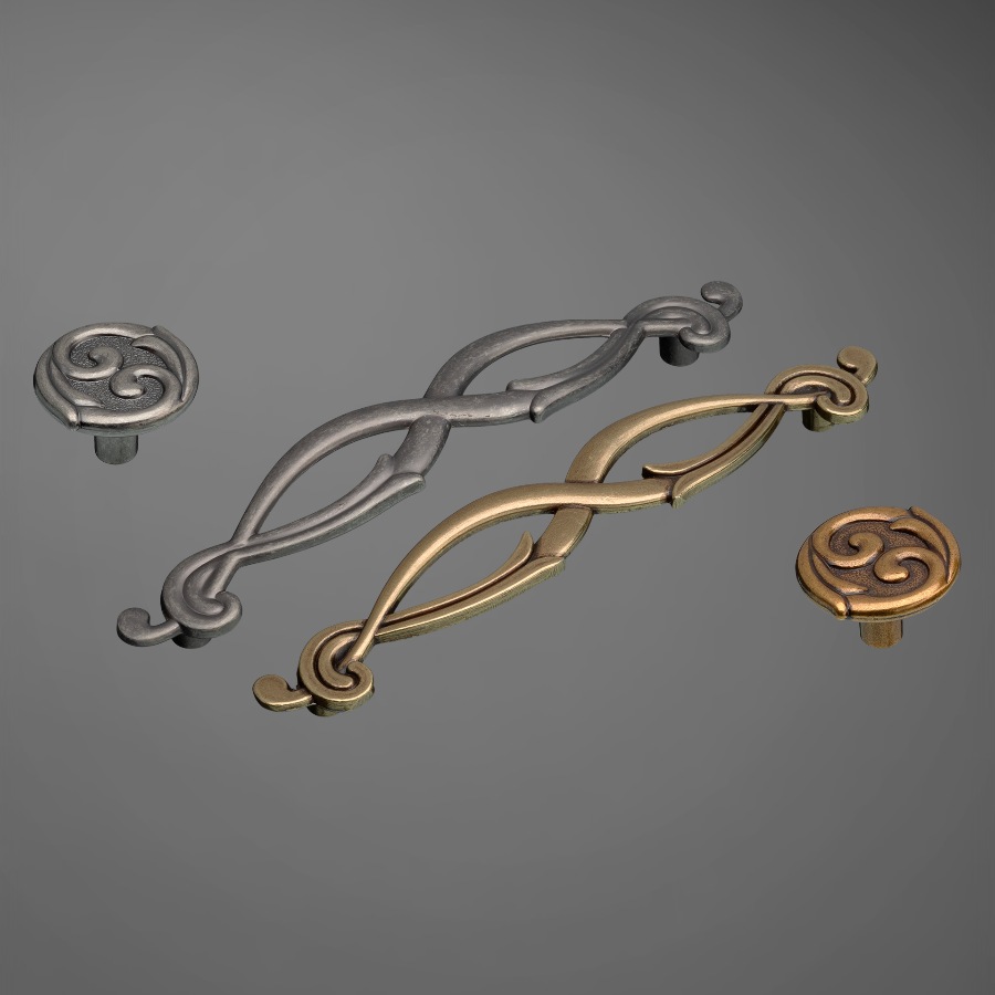 фото Ручка-кнопка ВЕНЕРА, серебро античное