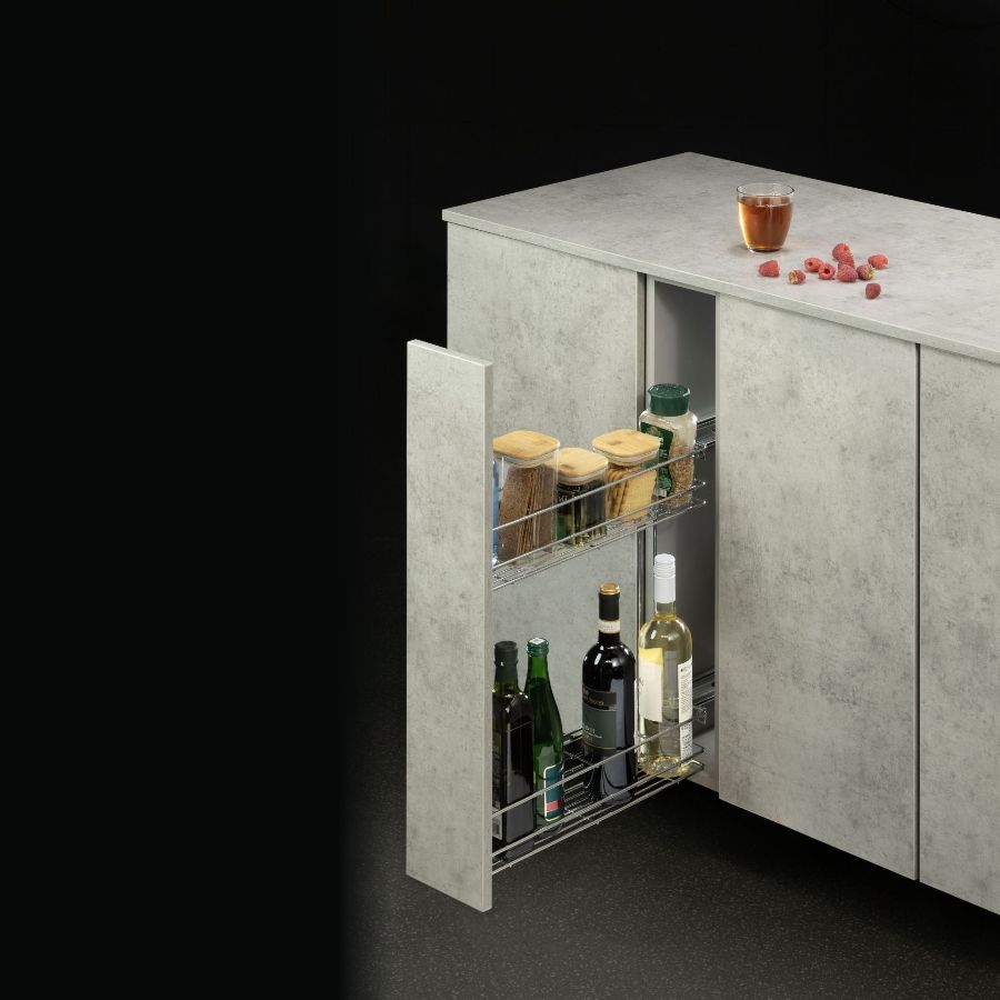 фото Выдвижная корзина двухуровневая в нижнюю базу 150 мм с направляющими