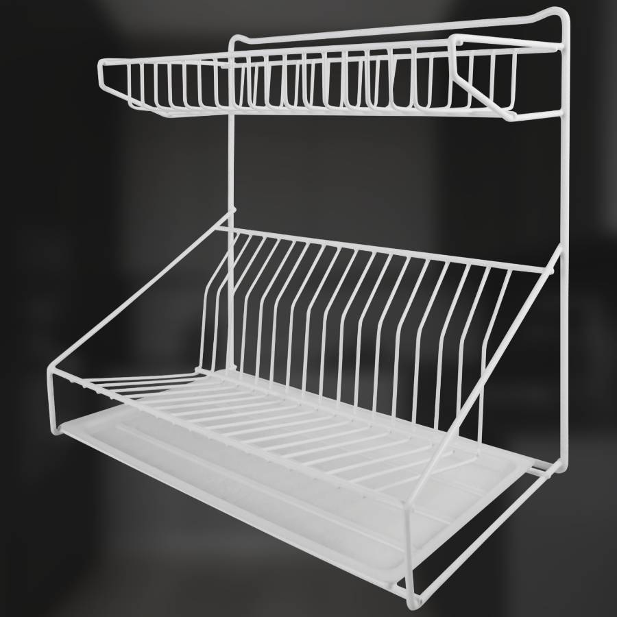 фото Сушилка для посуды двухуровневая настольная белая
