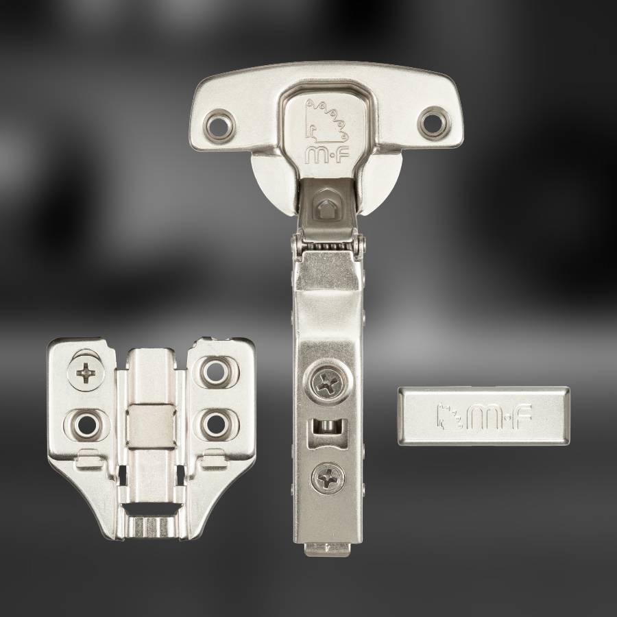 фото Петля накладная MF Прима Топ (Prima Top), с трехмерной регулировкой, 52 мм, быстросъемная, с доводчиком