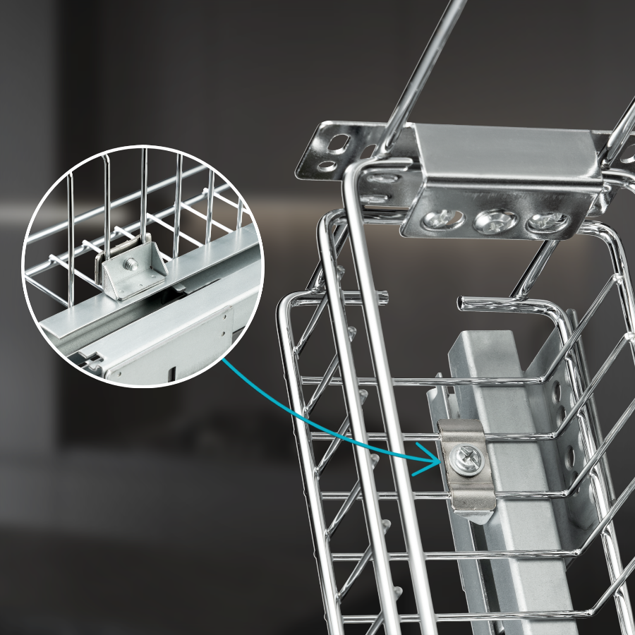 фото Выдвижная корзина двухуровневая в нижнюю базу 150 мм с доводчиком