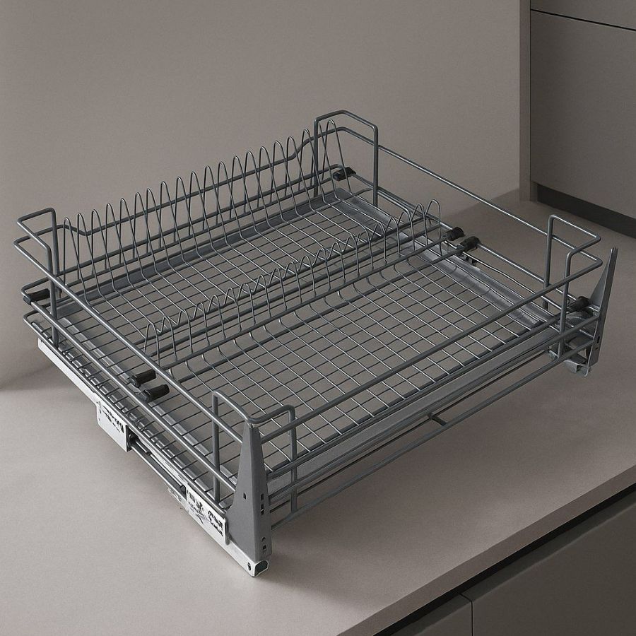 фото Посудосушитель VESPLINE в нижнюю базу 600 мм с доводчиком, серый графит