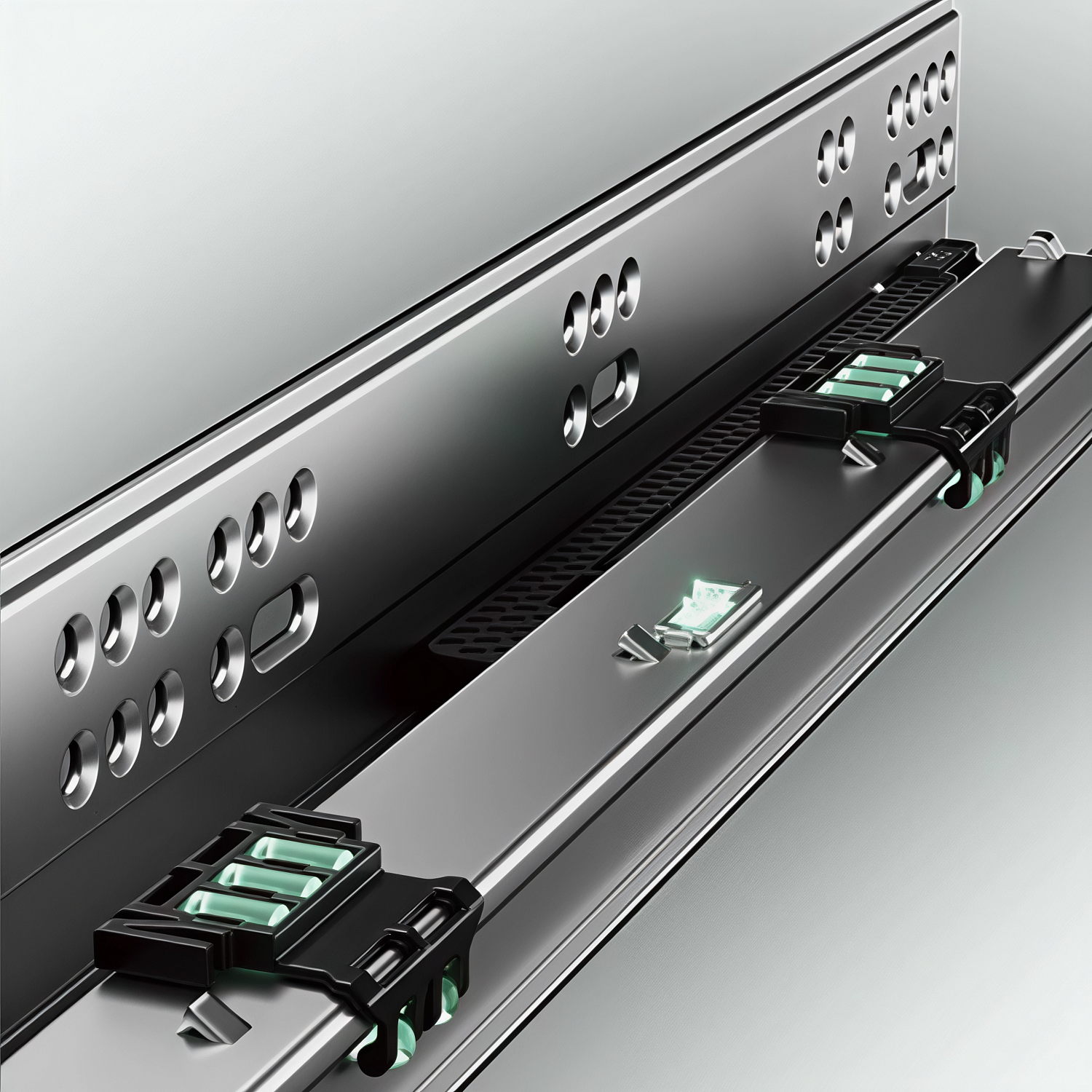 Направляющие скрытого типа 450мм Clip-on полного выдвижения с доводчиком c синхронизатором 3D регулировкой