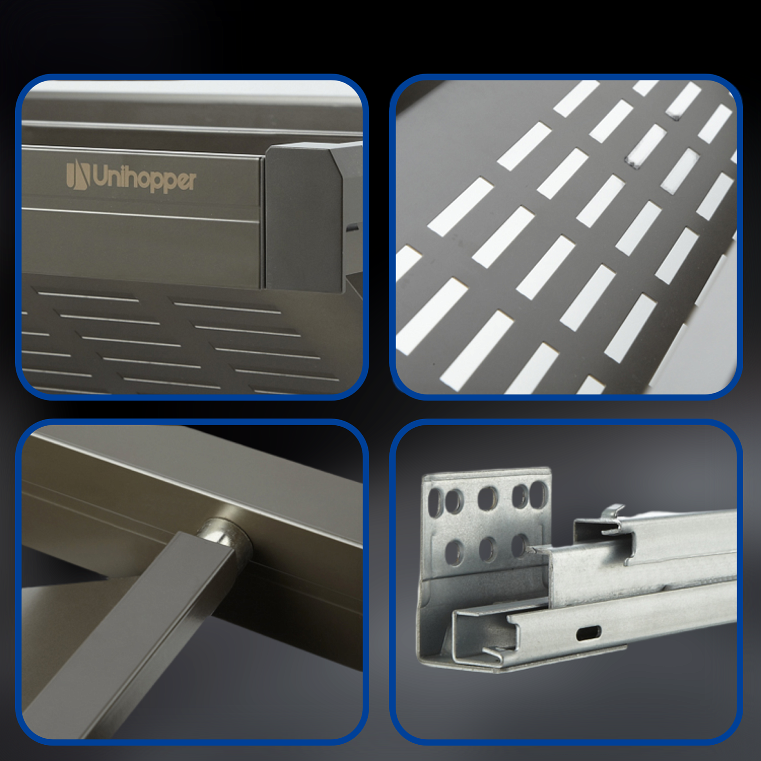 Выдвижная полка для обуви стальная Unihopper в базу 900 мм, с доводчиком, clip-on, MOKA